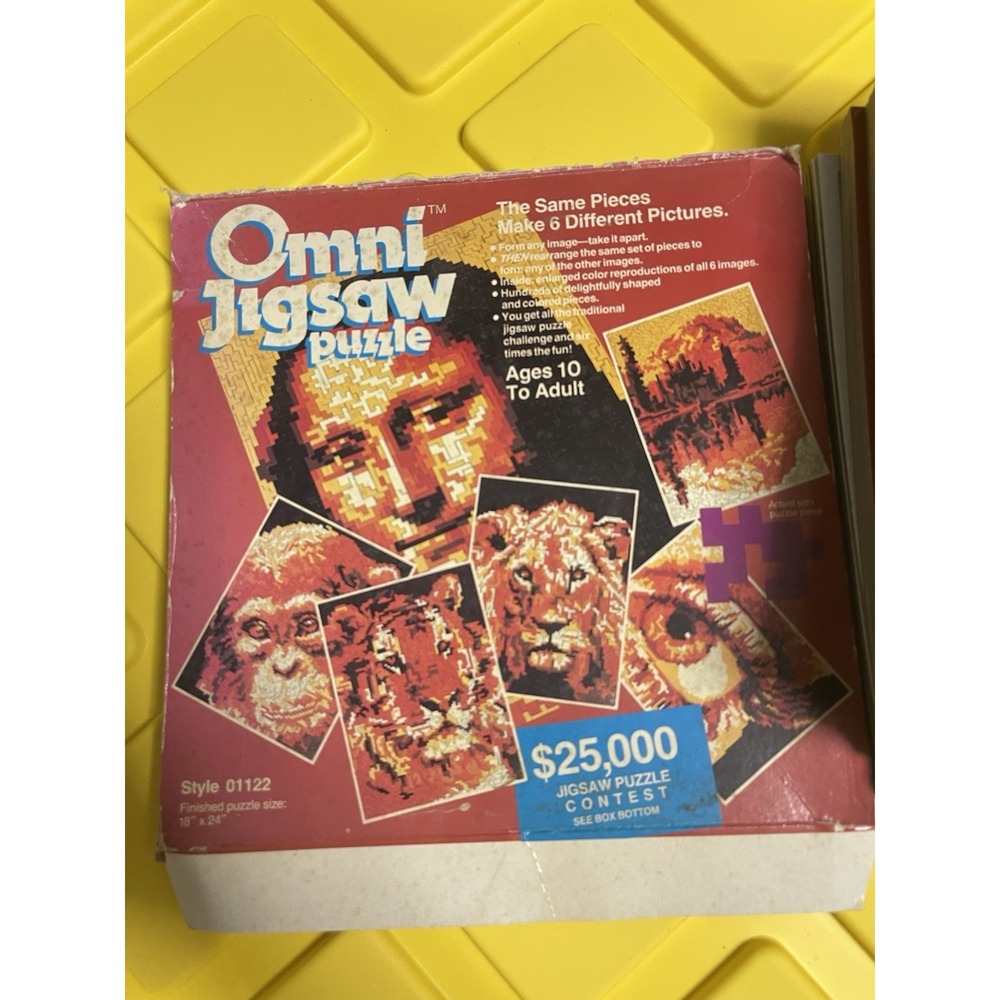 Vintage Omni Jigsaw Puzzle Style 01122 Same Pieces Make 6 Pictures 1960s–70s